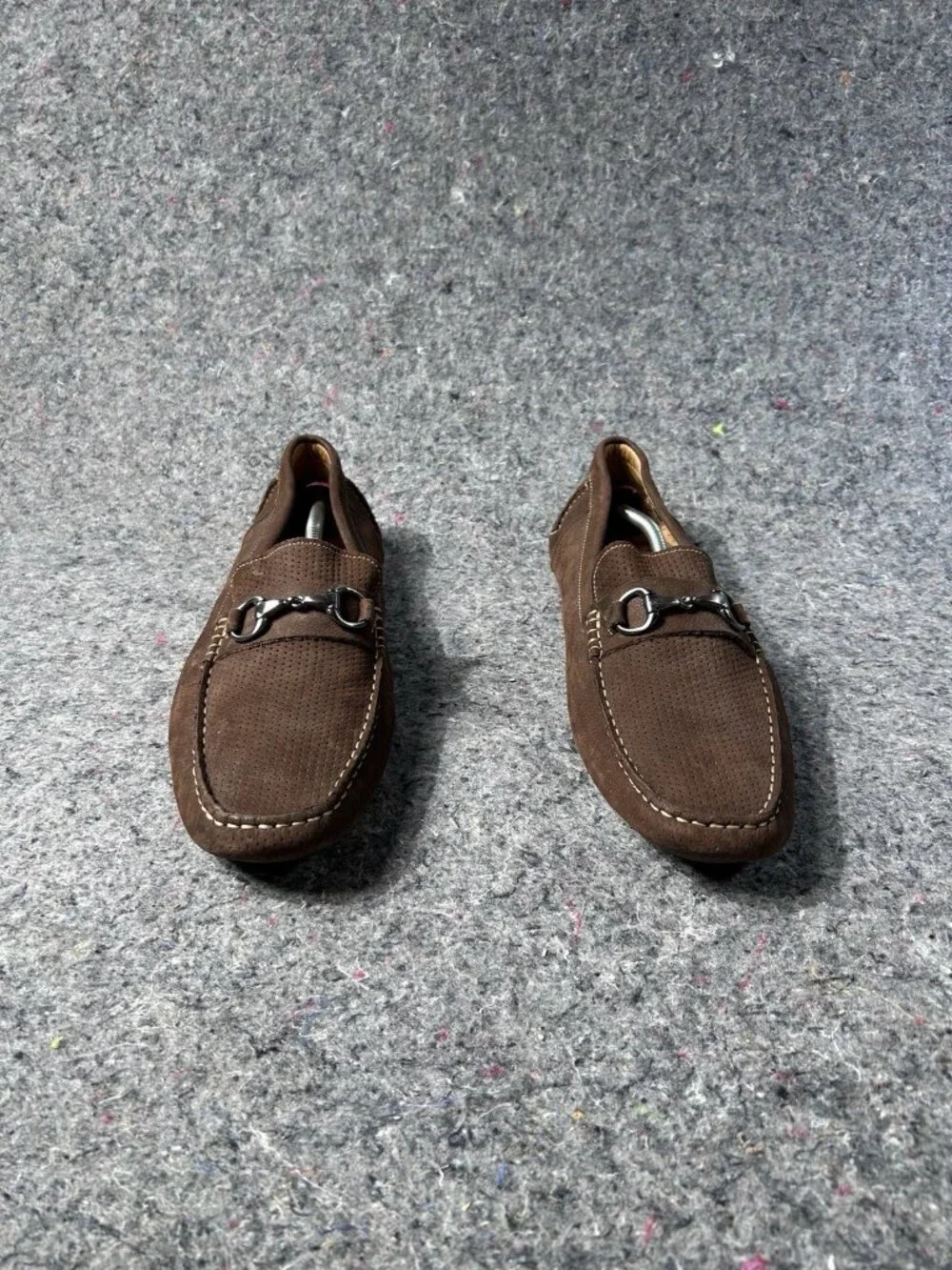 1901 Nordstrom Mens Brown Perforated Suede Horsebit Driving Loafers Size 13